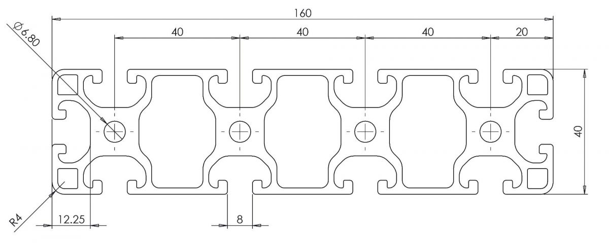 aluminium tslot profile 40x160 dimensions