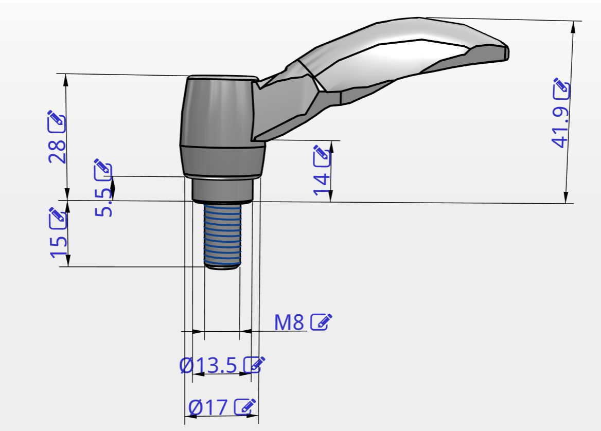 clamp lever m8x15