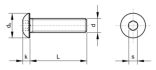 Hexagon socket button head screw M8x20 ISO 7380 dimensional drawing L dₖ k s