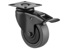 Swivel castor wheel with brake 75mm, black plate