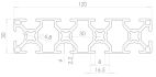 Technical drawing Aluminium Slot Profile 30120 30x120mm 8mm T-Slot dimensions